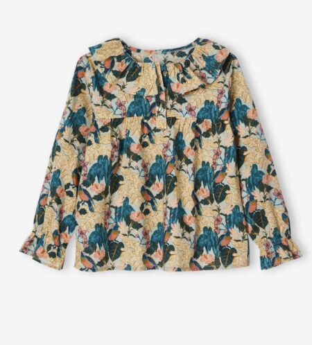 Verbaudet - Blouse imprimée fleurs fille vert d'eau