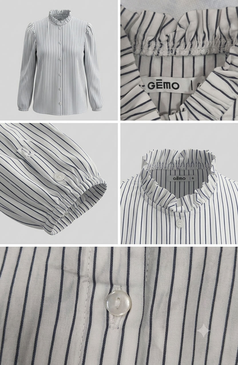 Gemo - Chemise rayée à col volant. – Image 2