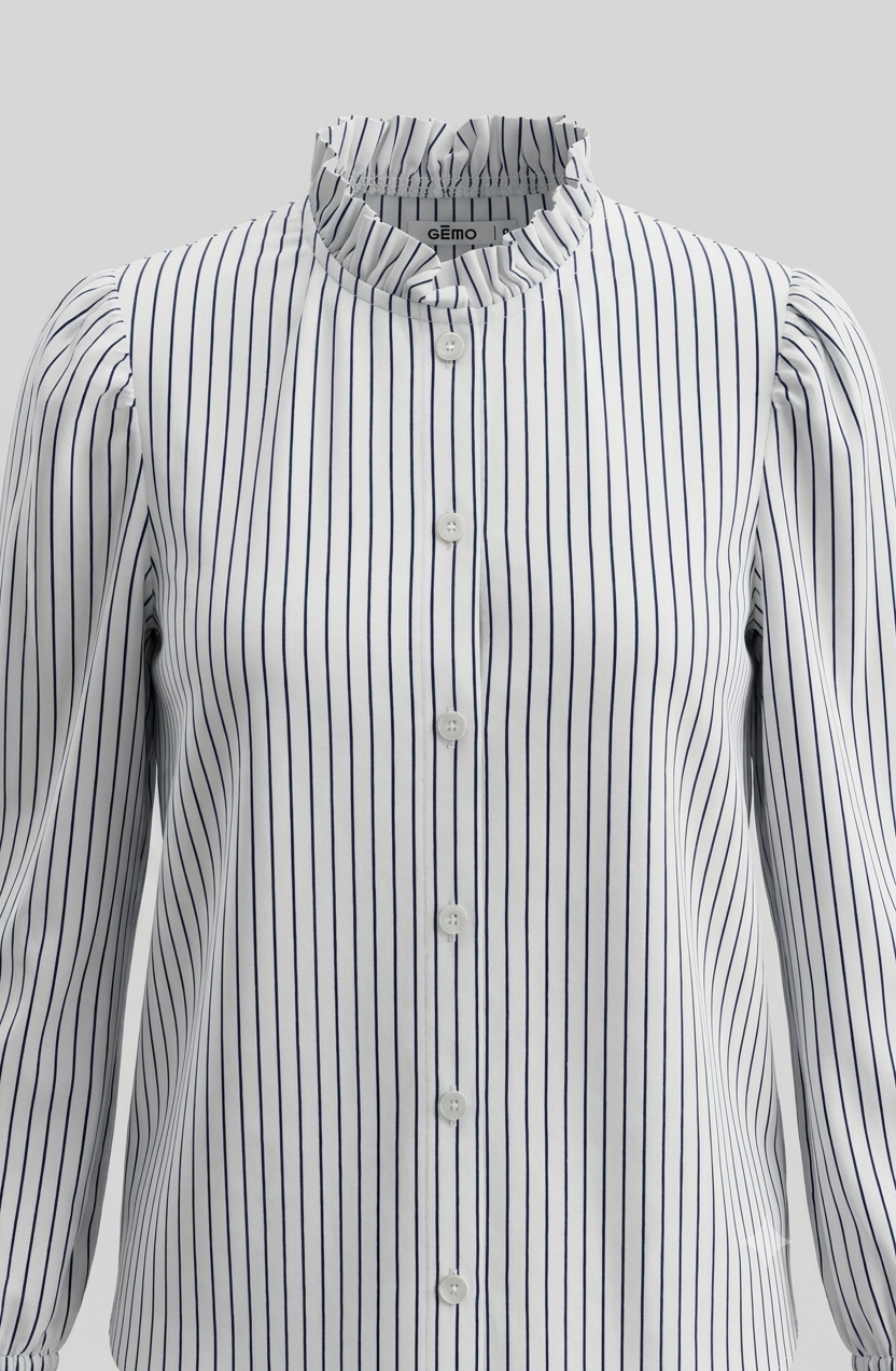 Gemo - Chemise rayée à col volant.