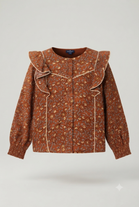 ​Sergent Major - Blouse à Volants et Motif Floral