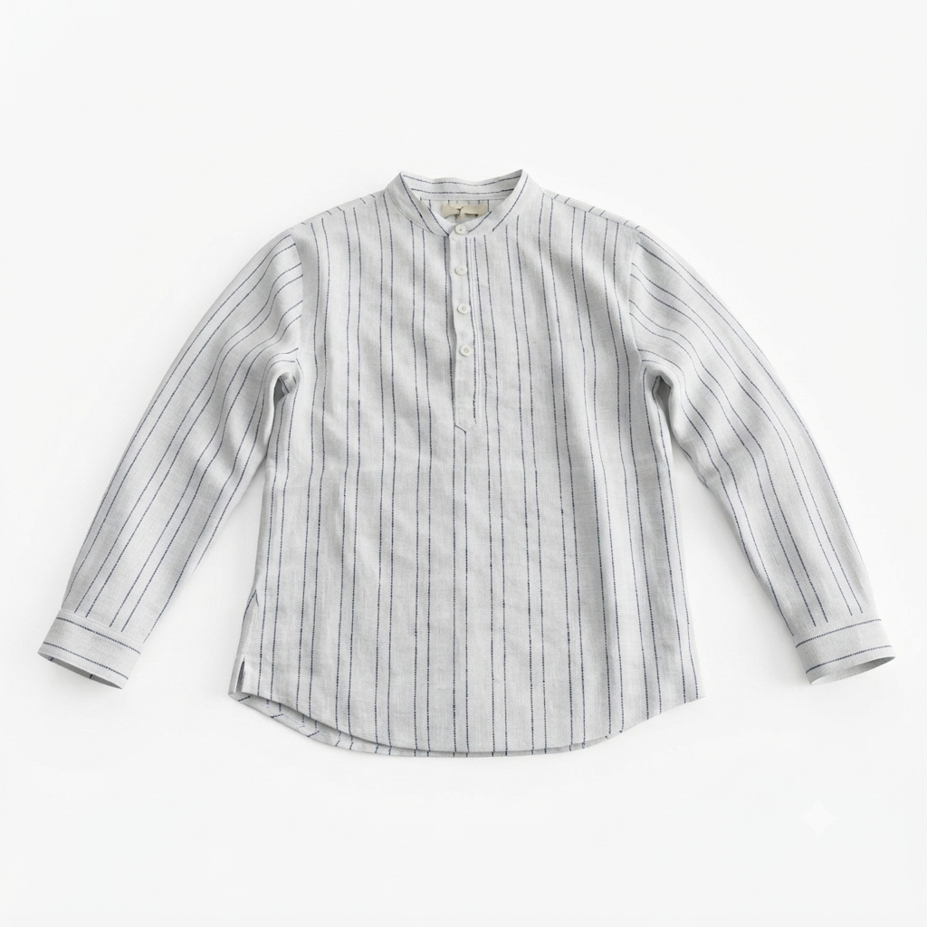GOCCO - Chemise à rayures verticales et col mao – Image 2