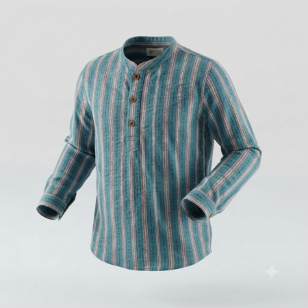 GOCCO - Chemise à rayures et col mao vert