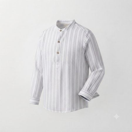GOCCO - Chemise à rayures verticales et col mao