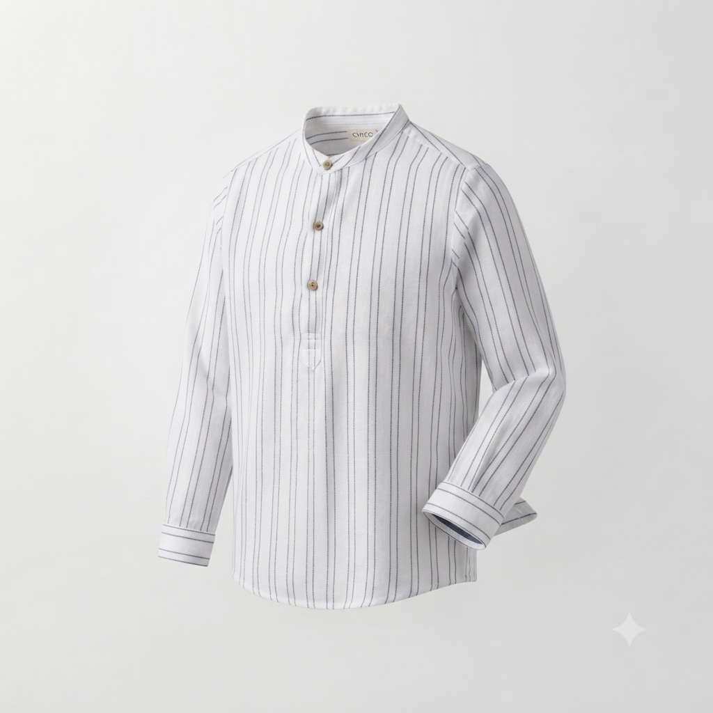 GOCCO - Chemise à rayures verticales et col mao