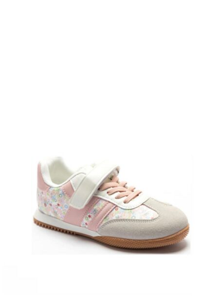 Dorimi-Baskets enfant à scratch – Motif fleuri rose