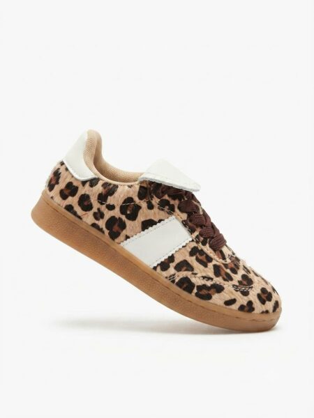 Basket-tfille à imprimé léopard – Style tendance et semelle camel