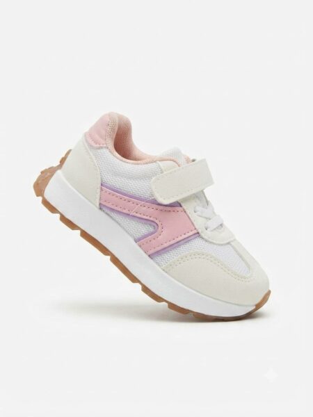 Baskets-Enfant Blanc & Rose à Scratch – Légères, Confortables et Tendance