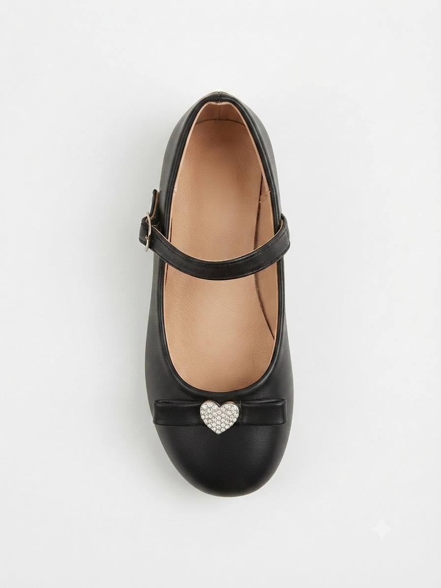 Dorimi- Ballerines à bride avec cœur en strass – Image 3