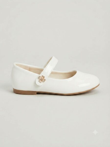Ballerine-Mary Jane Blanche – Fille