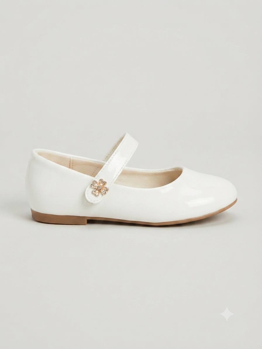 Ballerine-Mary Jane Blanche – Fille