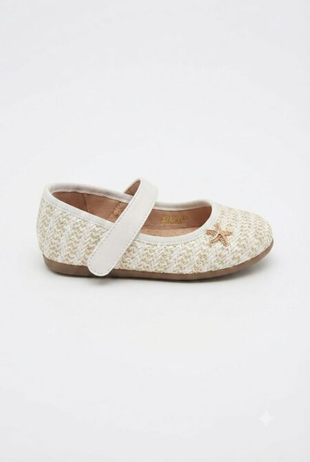 Dorimi-Ballerines tressées pour fille avec bride – Étoile dorée élégante