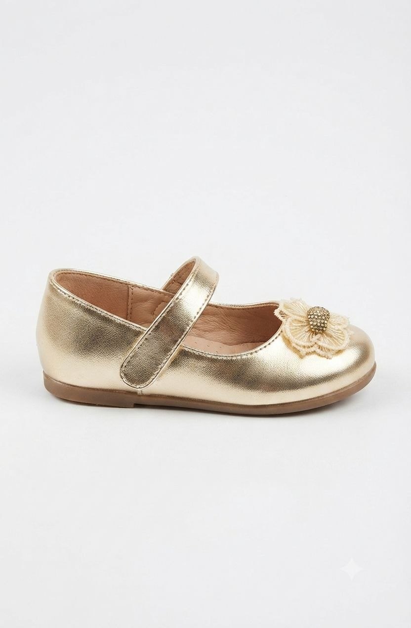 Dorimi-Ballerines avec bride et fleur – Élégance scintillante