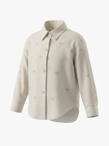 Happy star - Chemise à rayures et nœuds brodés