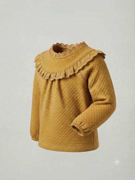 Kiabi - Blouse moutarde à col volanté