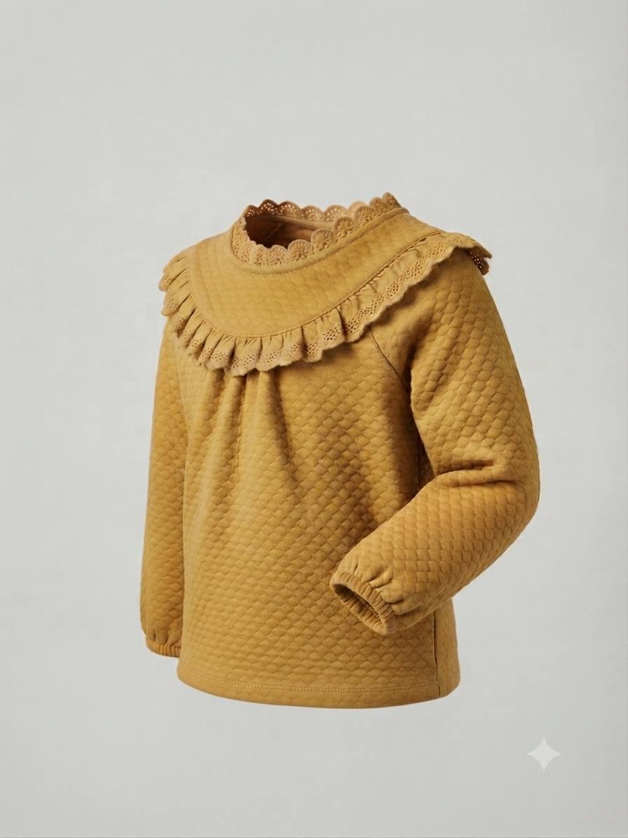 Kiabi - Blouse moutarde à col volanté