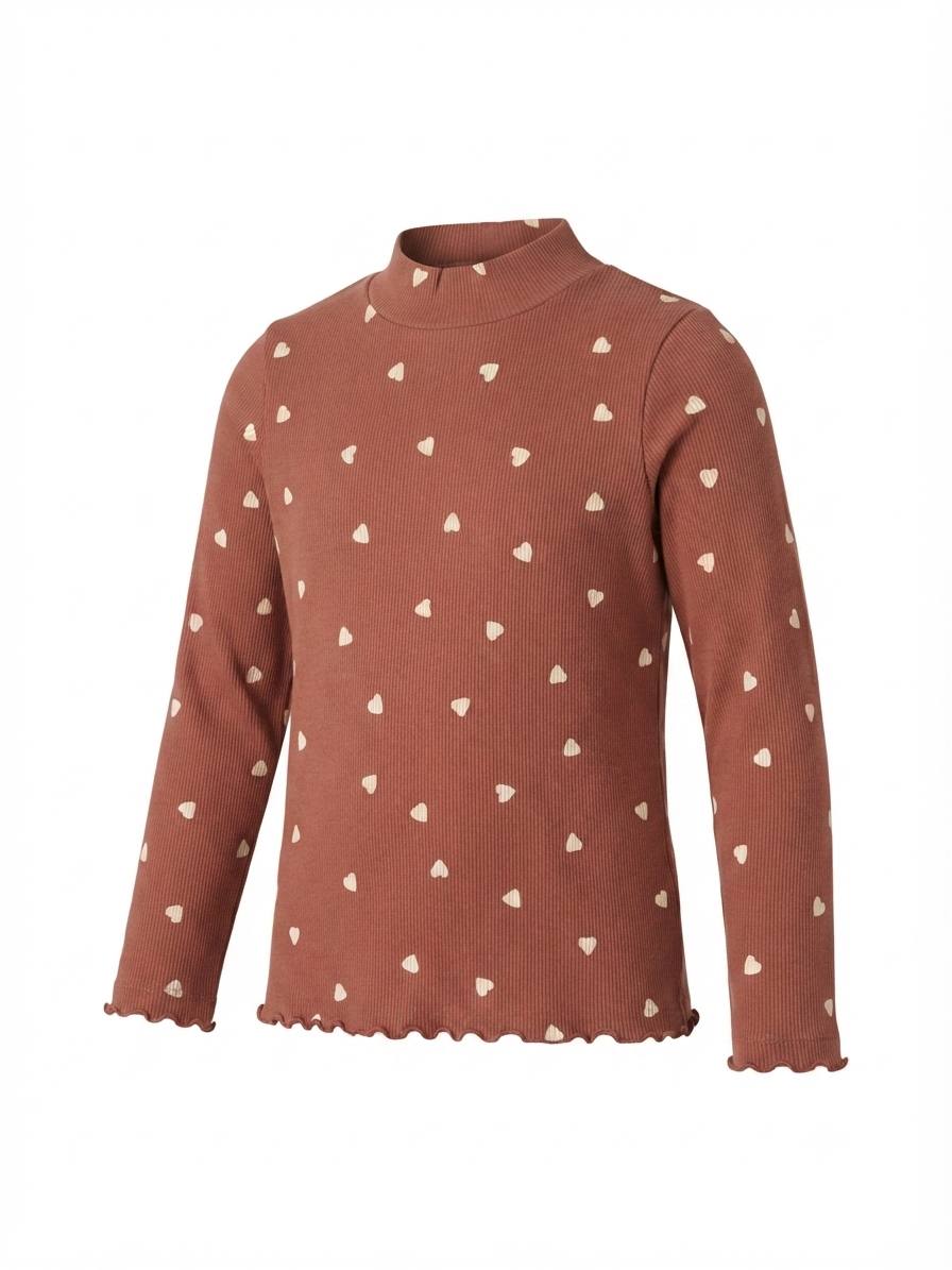Kiabi - T-shirt à col montant et imprimé cœurs pour fille