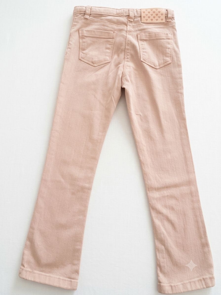 Pantalon en jean coupe droite rose poudré pour enfant – Image 2
