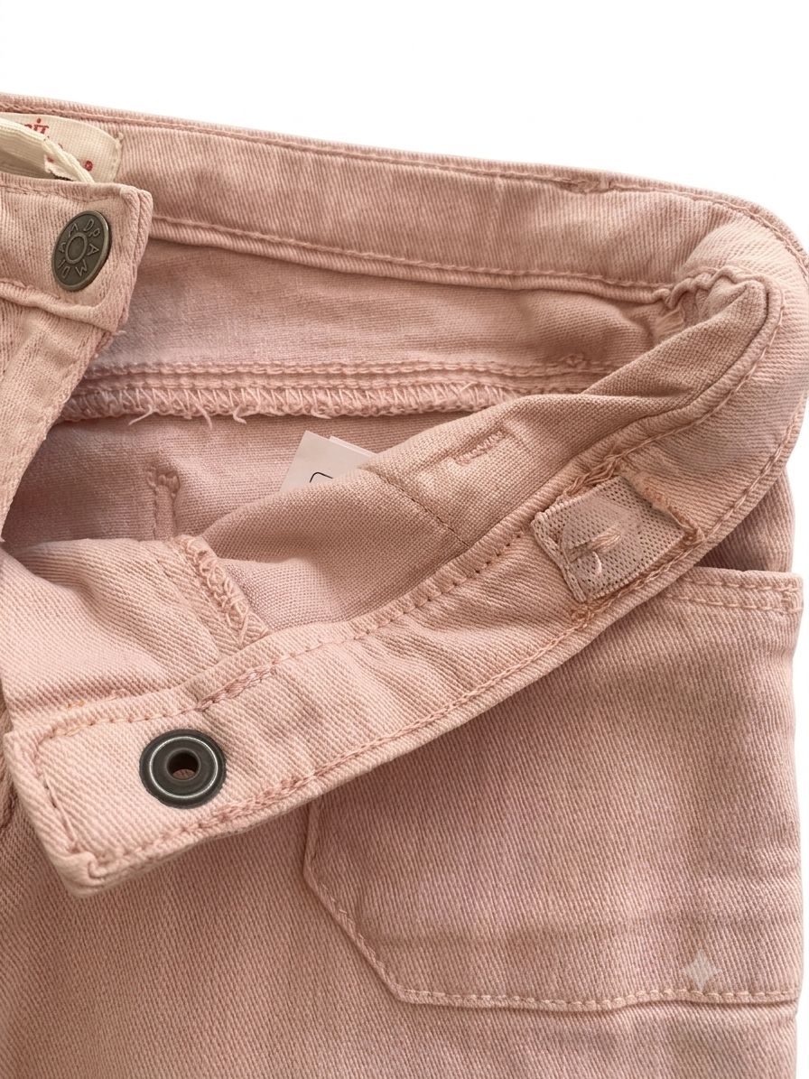 Pantalon en jean coupe droite rose poudré pour enfant – Image 3