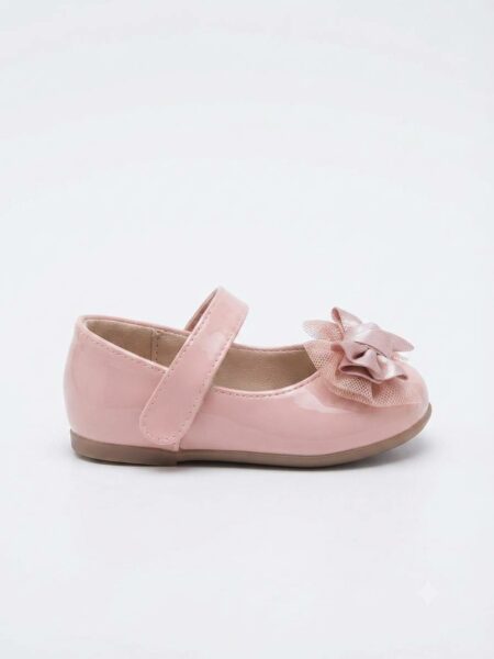 Ballerines vernies roses pour fille avec bride et fleur – Élégance raffinée