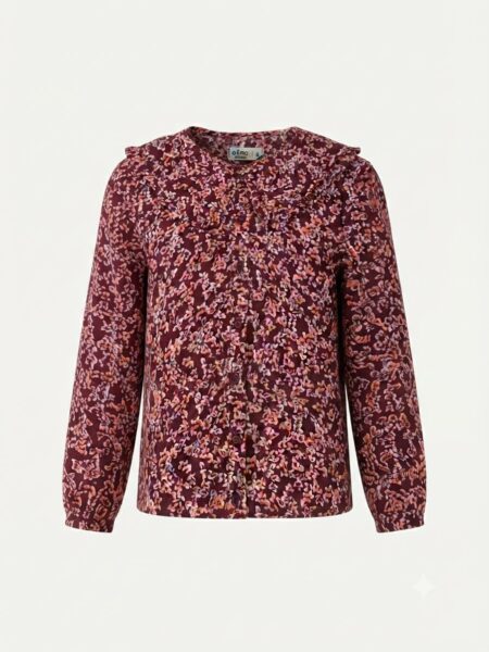 Gemo -Chemise à imprimé floral et col volanté.