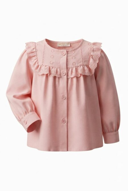 Happy star -Blouse avec col volanté en broderie anglaise