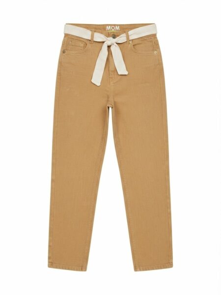 Vertbaudet- Pantalon Jean Mom  avec Ceinture à Nouer