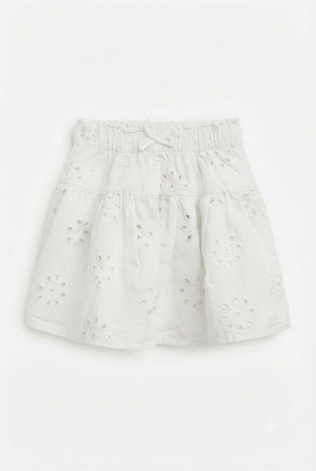 Cool cub- Jupe fille blanche en broderie anglaise