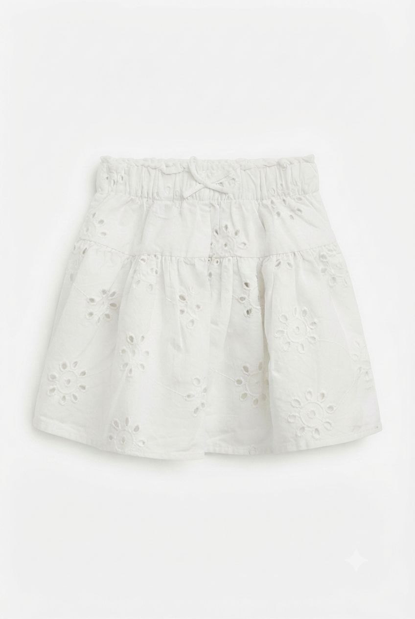 Cool cub- Jupe fille blanche en broderie anglaise