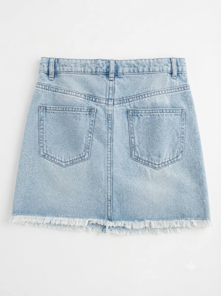Cool club- Jupe en jean bleu clair avec taille ajustable – Image 2