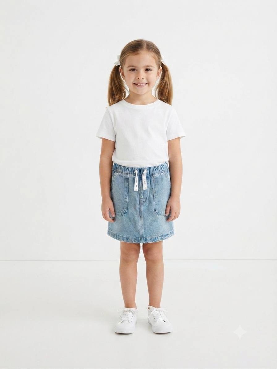 Cool club-Jupe en jean taille elastique avec un cordon de serrage.