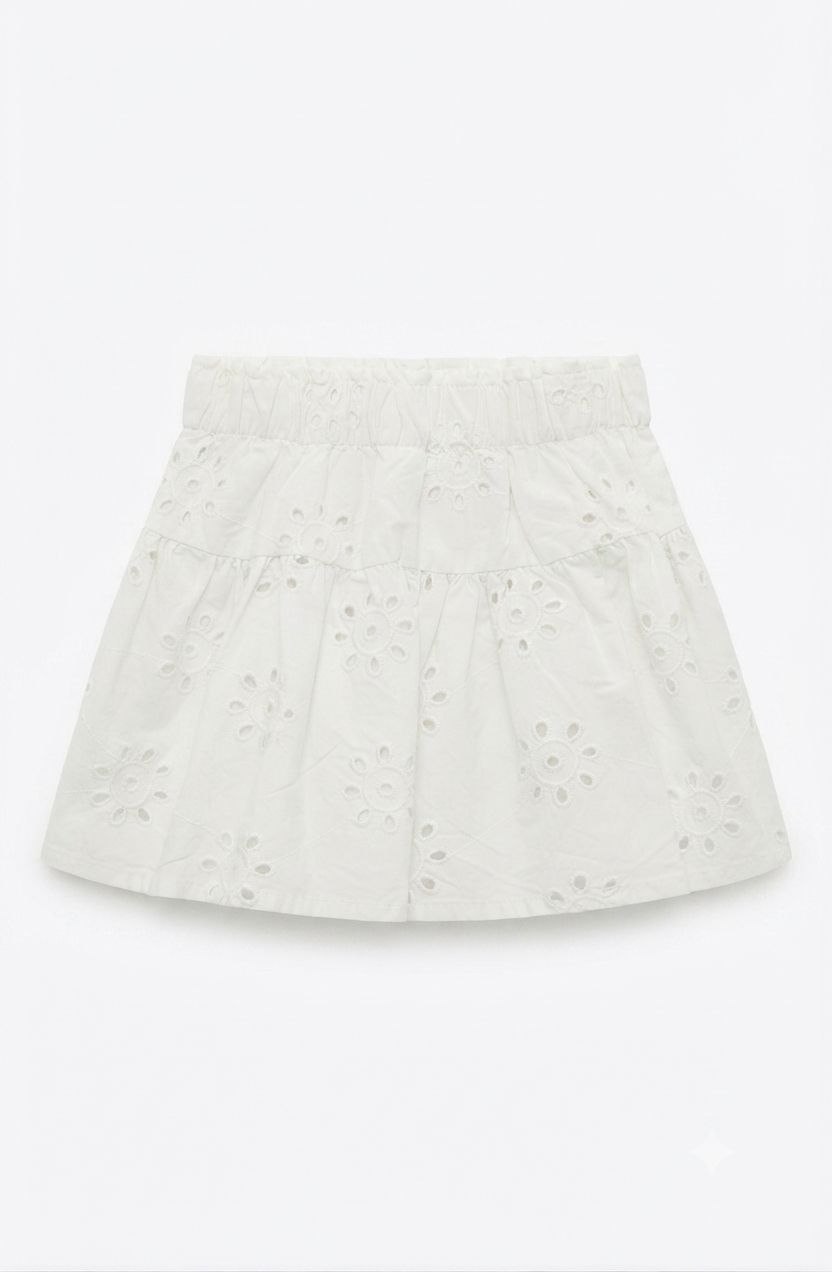 Cool cub- Jupe fille blanche en broderie anglaise – Image 2