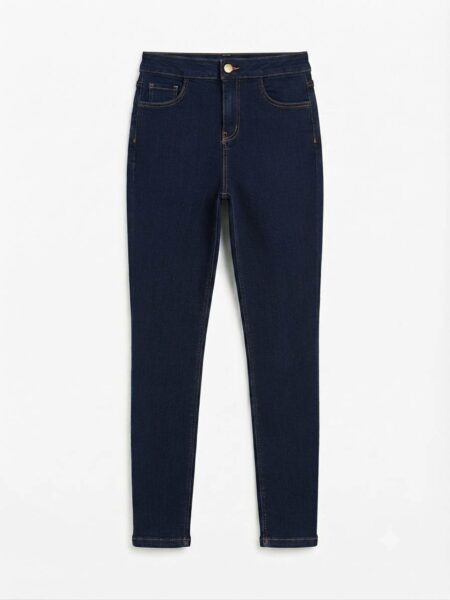 Jean skinny taille haute bleu marine