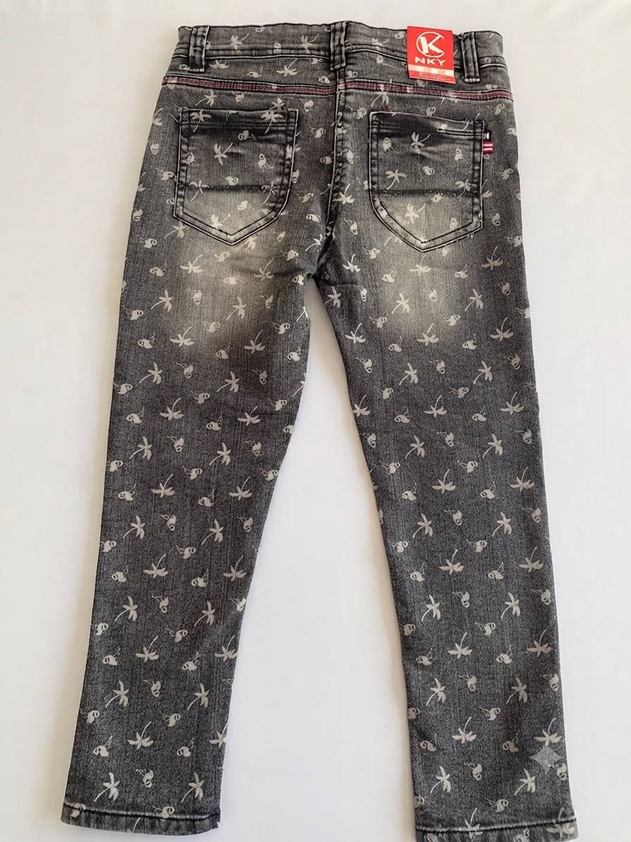 Jean slim gris avec motifs et papillon – Image 3