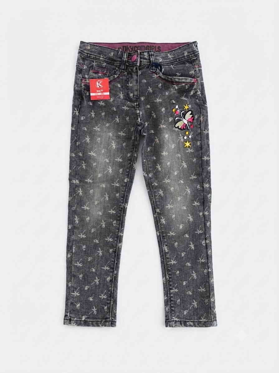 Jean slim gris avec motifs et papillon – Image 2