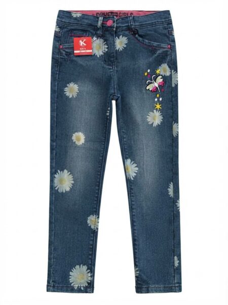 Jean fleuri pour fille