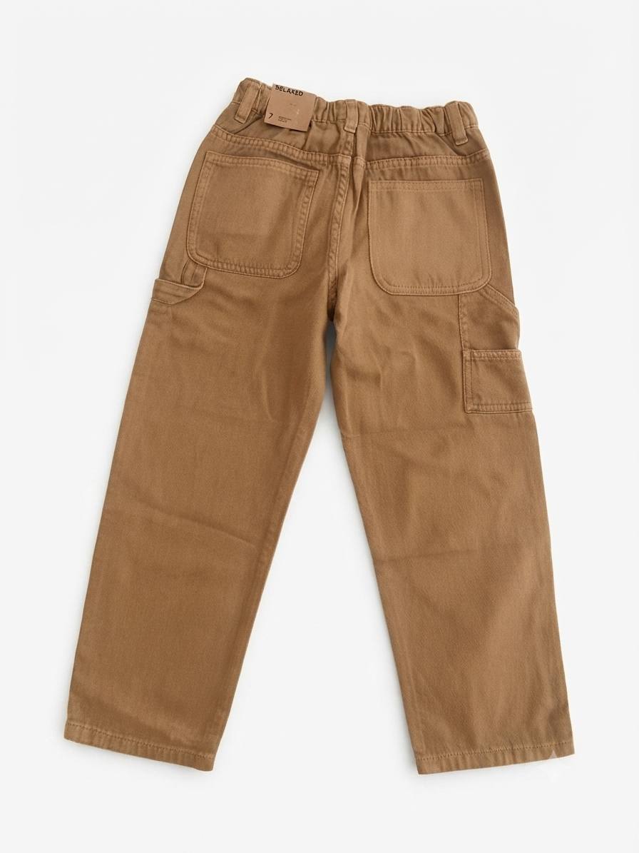 Kiabi- Pantalon cargo garçon ajustable couleur camel – Coupe droite – Image 2