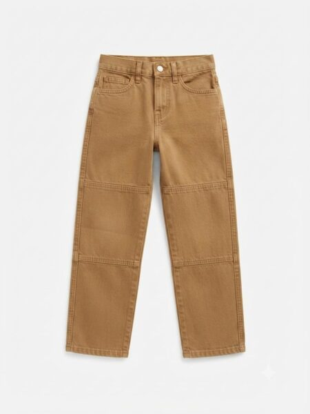 Pantalon garçon ajustable couleur camel – Coupe droite