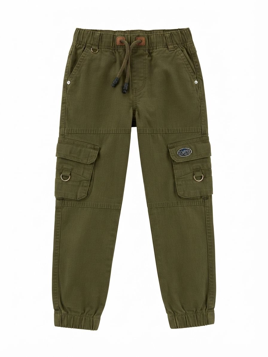 Okaidi- Pantalon cargo à taille élastiquée avec poches multiples