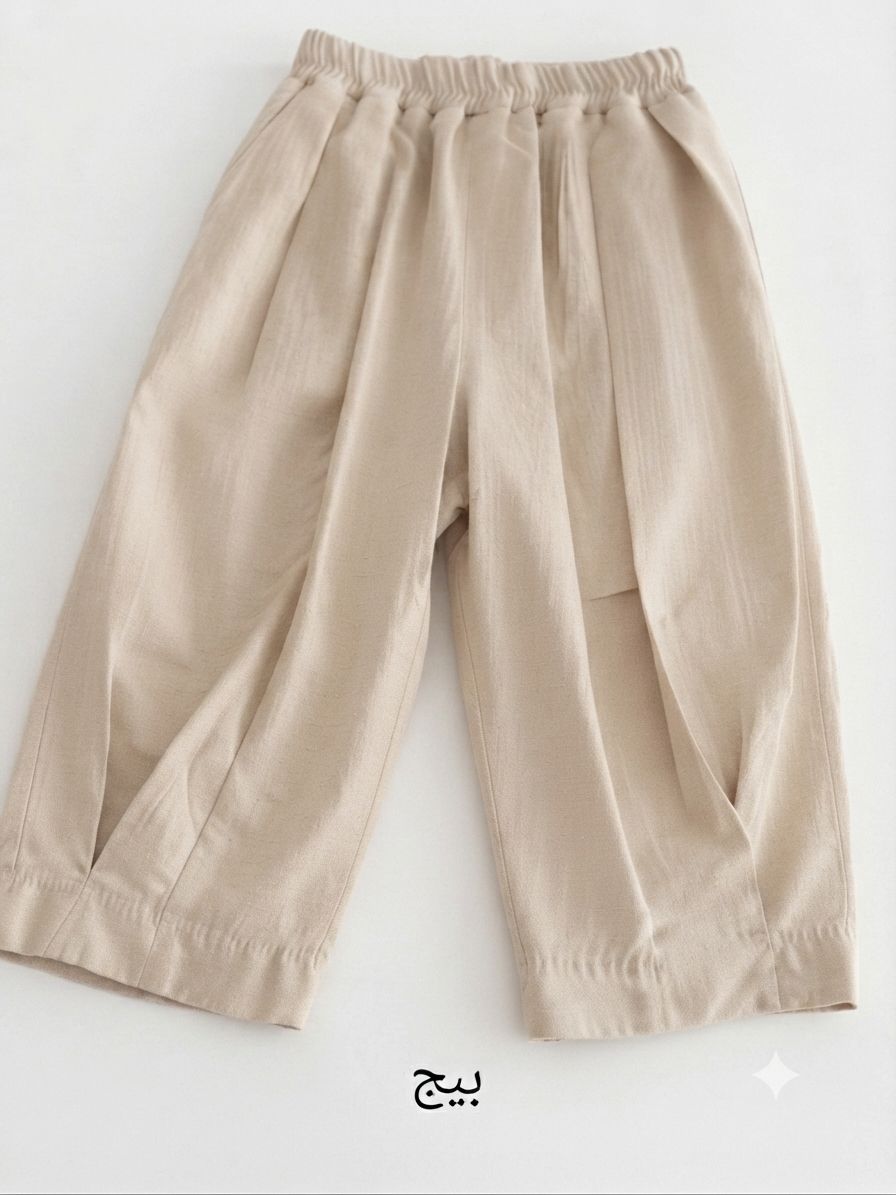 Happy star_ Pantalon ample et léger en lin à trois couleur – Image 3
