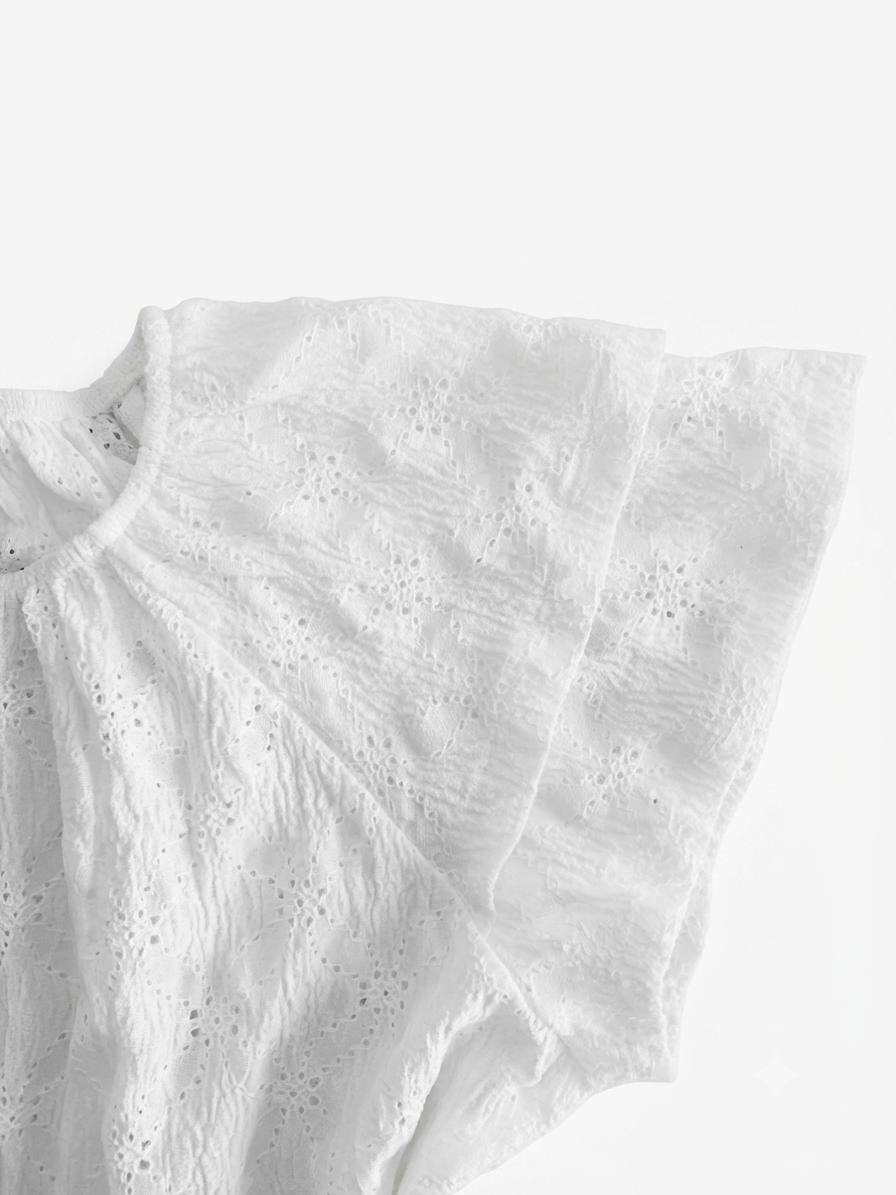 Kiabi-Blouse fille en broderie anglaise – Bleu roi et balnc – Image 5