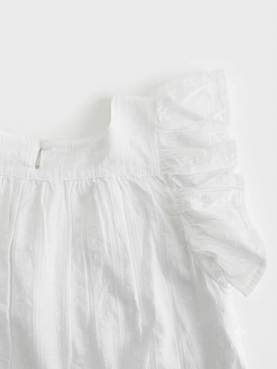 Coolclub- Blouse fille blanche à volants avec détails colorés – Image 3