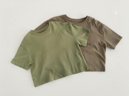 T-shirt fille cropped en coton – Disponible en 2 coloris