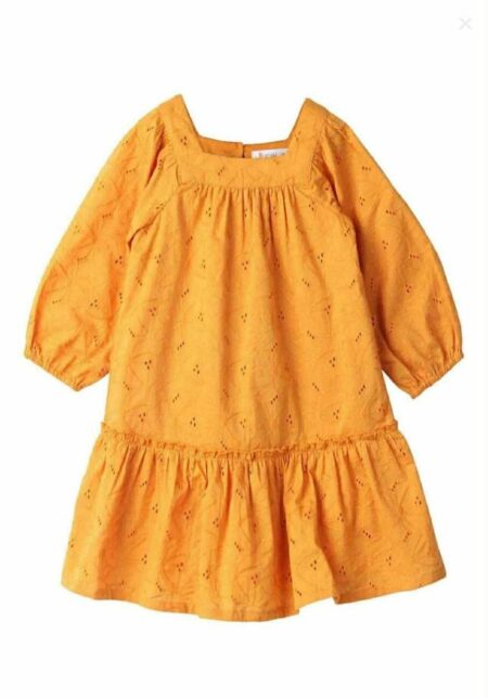 Robe en broderie jaune moutarde